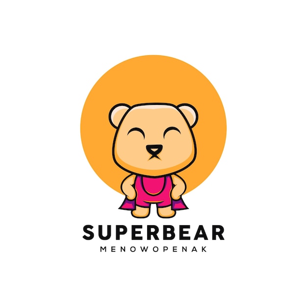 Cartoon style cute hero bear illustration