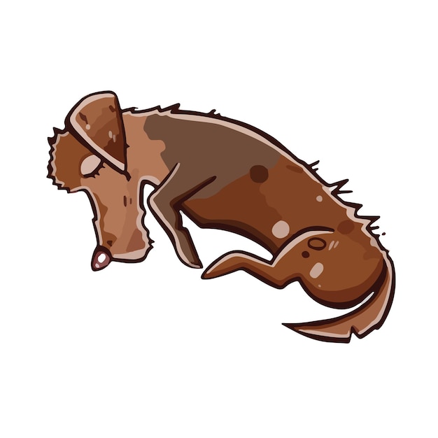 Cartoon style The dog is sleeping the puppy is lying in a ball vector illustration