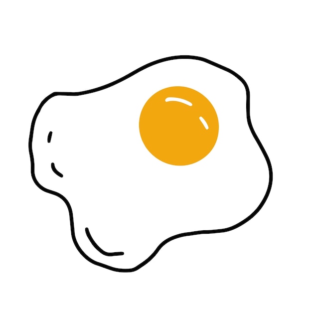 Cartoon style egg on an isolated white background Cooking recipes Food fried eggs hand drawn