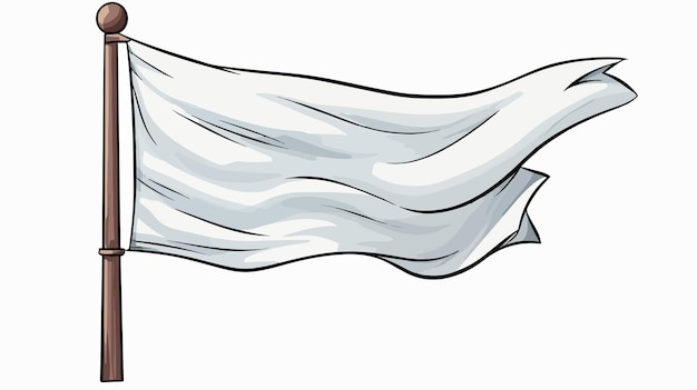 Cartoon Style Freehand Drawing of White Flag on Adobe Stock