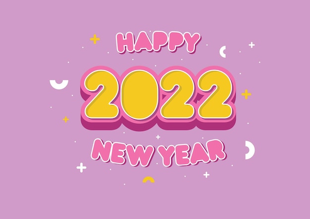 Cartoon style happy new year 2022