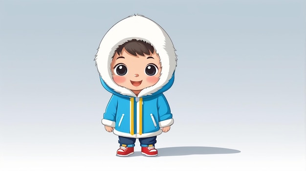 Vector a cartoon style illustration of a cute little boy wearing a jacket with a hood on it