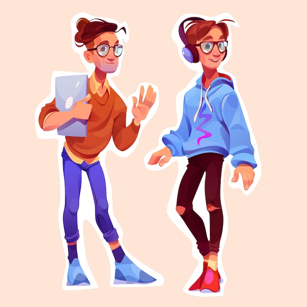 Cartoon style nerd character set