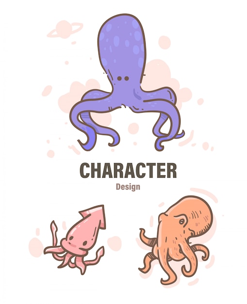 cartoon style octopus doodle . octopus illustration