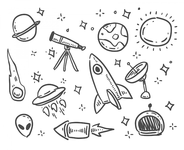 cartoon style space doodle