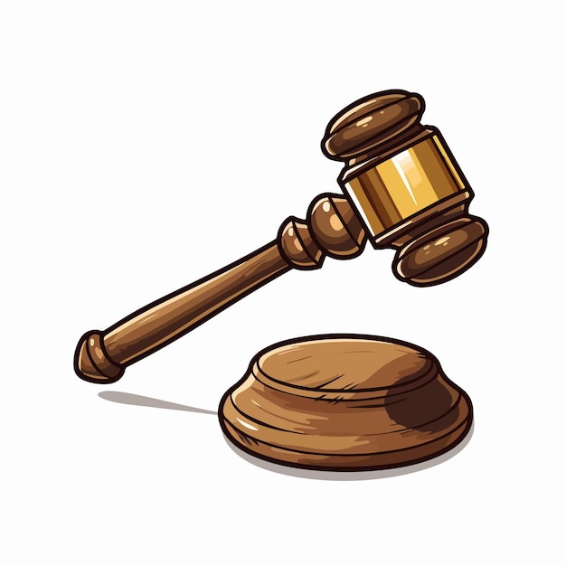 Vector cartoon style vector of a judges gavel on white background