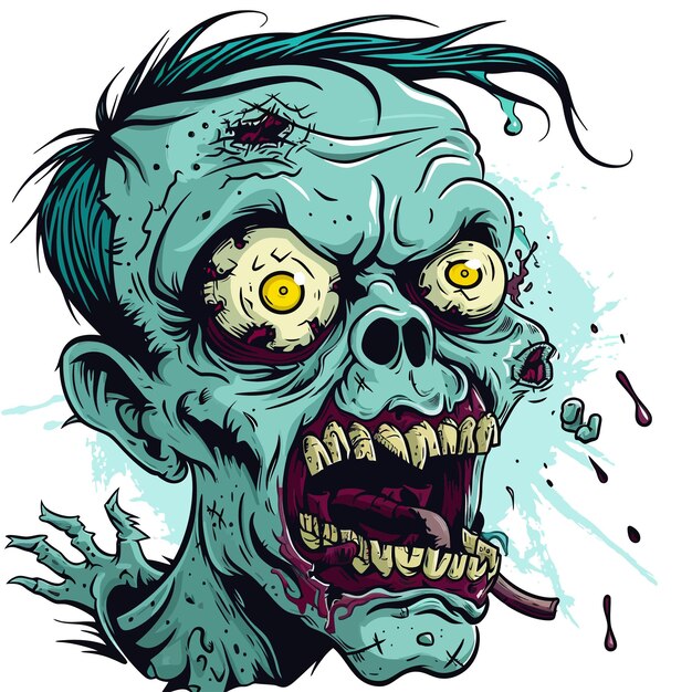 Vector cartoon style zombie sticker