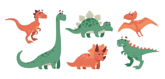 Cartoon styled dinosaur set