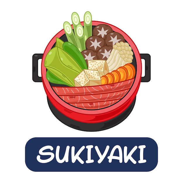 Cartoon sukiyaki japanese food vector isolated on white background