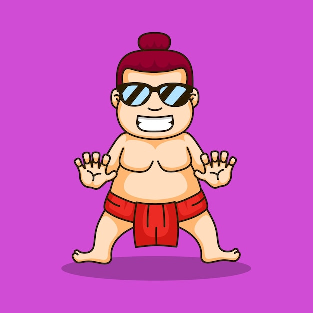 Cartoon sumo mascot logo design