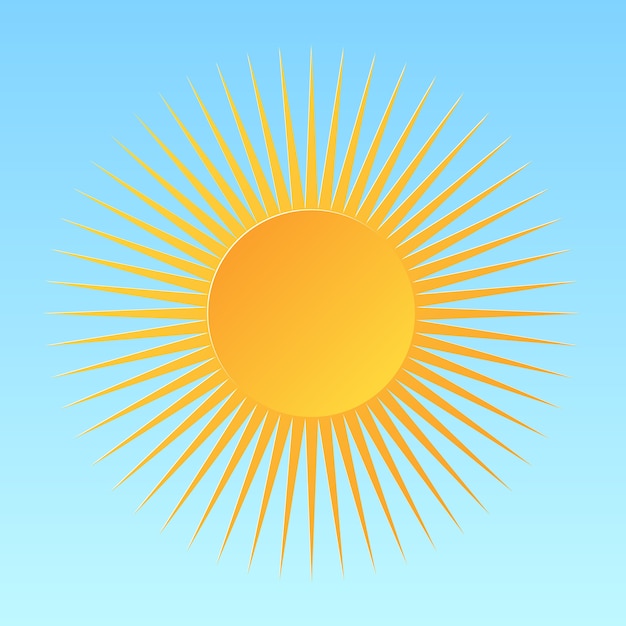 Cartoon sun isolated on blue background. Sunshine design. .