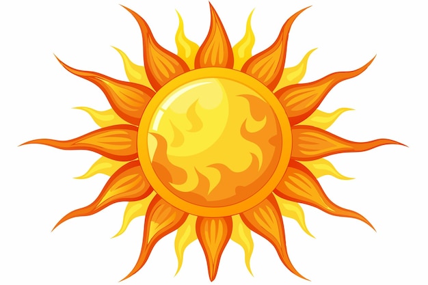 Vector cartoon sun with flamy orange rays