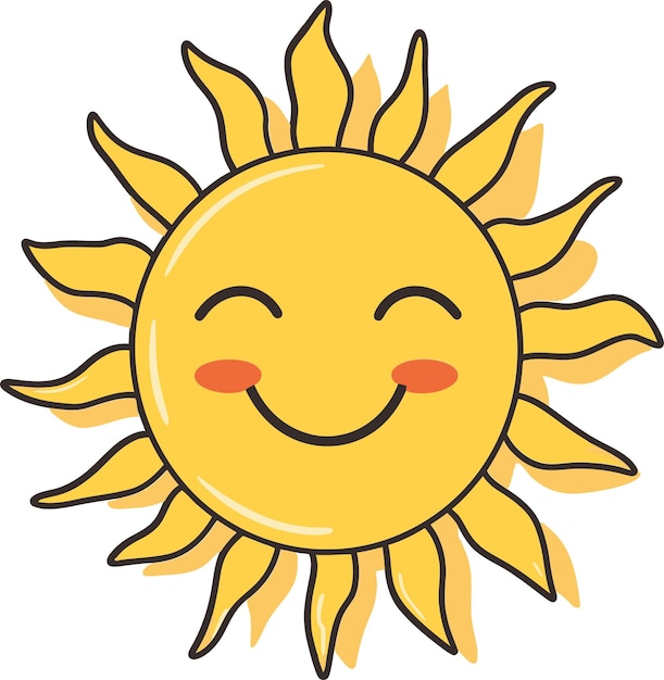 Vector a cartoon sun with a smile that says  happy sun