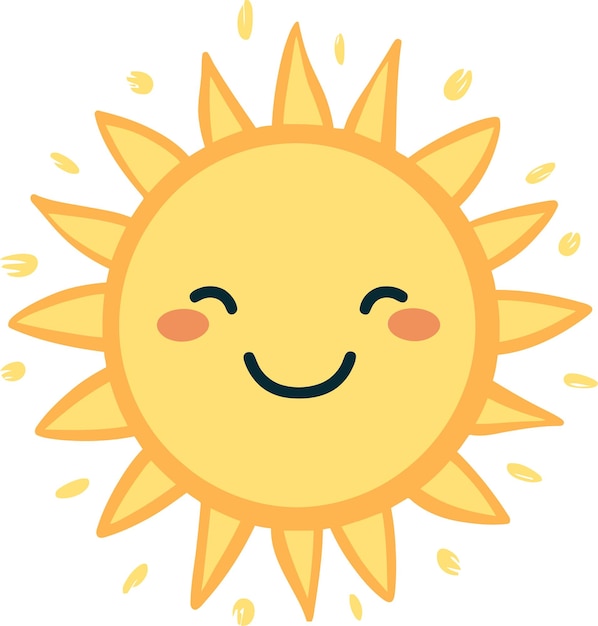 Vector a cartoon sun with the words happy and smiling