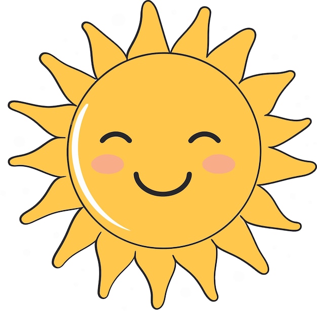 Vector a cartoon sun with a yellow face and the words  sun