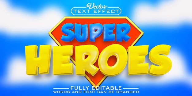 Cartoon Super Heroes Vector Editable Text Effect Template