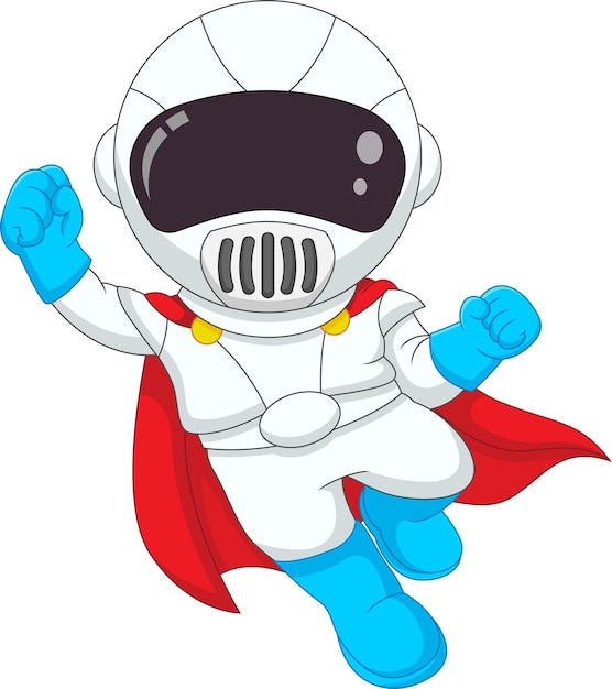 cartoon superhero astronaut on white background