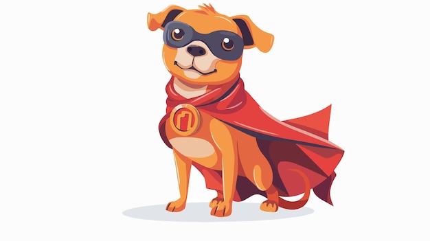 Vector cartoon superhero dog posing isolated on white background