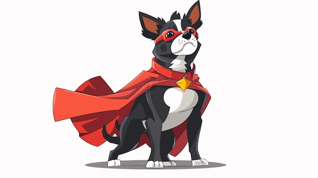 Vector cartoon superhero dog posing isolated on white background