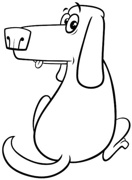 Cartoon surprised dog animal character coloring page