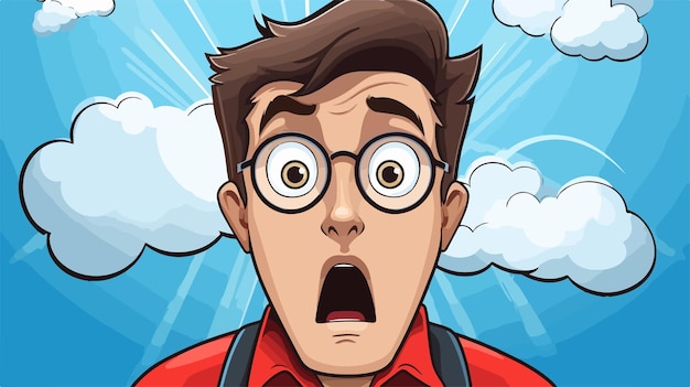 Vector cartoon surprised man with eyes popping out