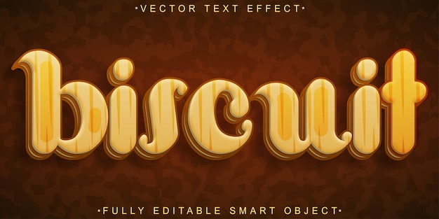 Vector cartoon sweet biscuit choco vector fully editable smart object text effect