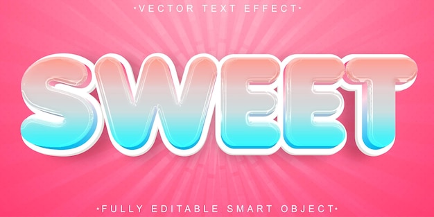 Vector cartoon sweet candy vector editable text effect template