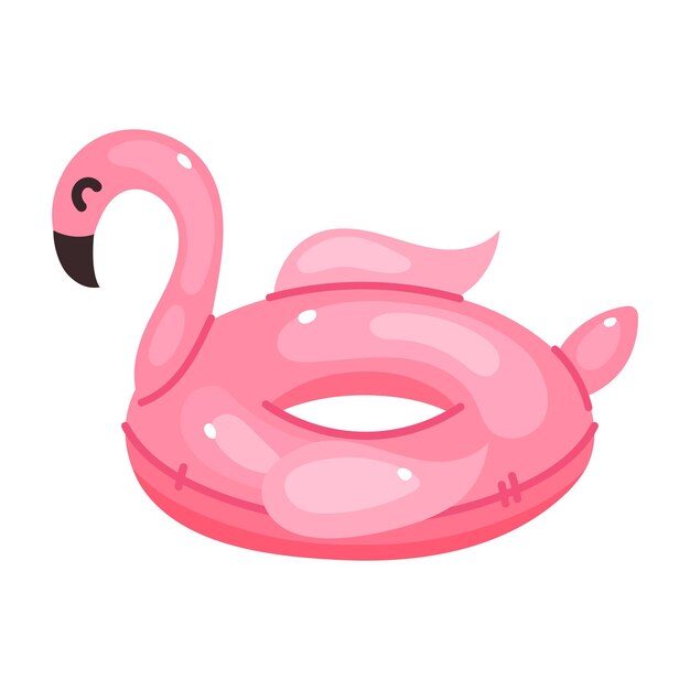 Vector cartoon swimming circles flamingo