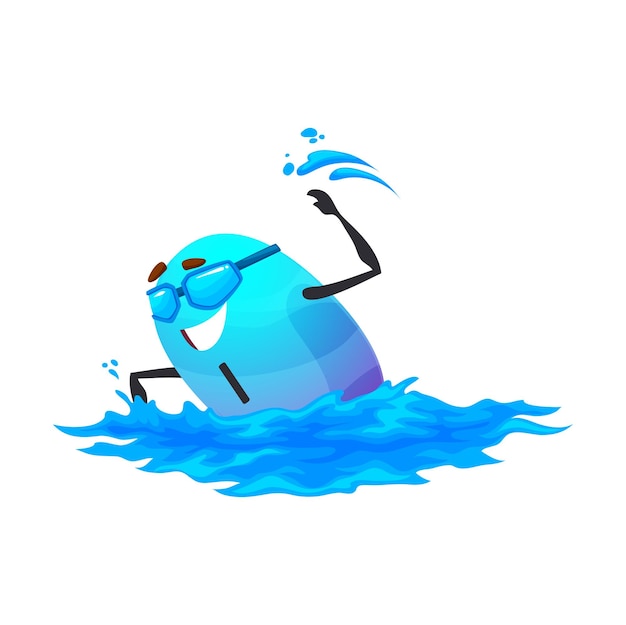 Cartoon swimming iodine micronutrient character