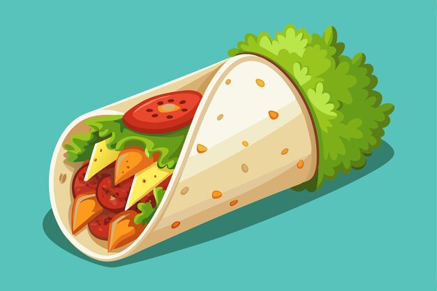 a cartoon of a taco with a salad and a side of salad