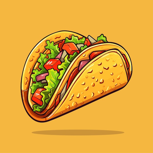 cartoon Tacos flat vector icon illustration