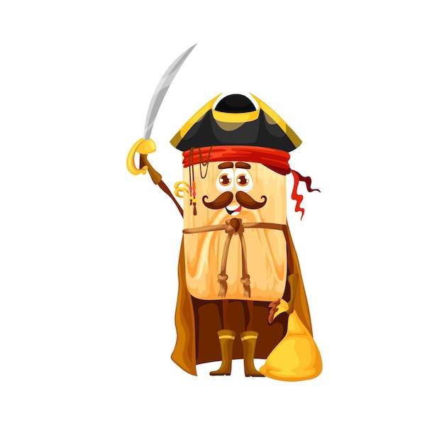 Cartoon tamales pirate captain character corsair