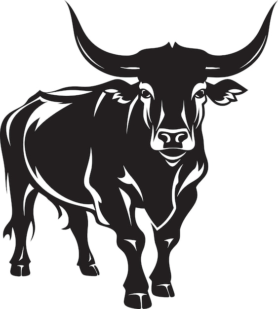 Cartoon Taurine Triumph Bull Emblem Majestic Matador Full bodied Bull Vector Symbol