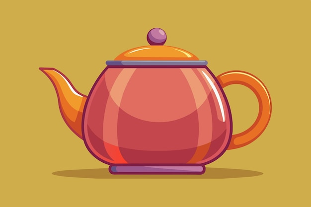 a cartoon of a teapot with a purple lid