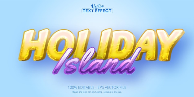 Cartoon text effect editable holiday island text and comic text style