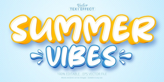 Cartoon text effect editable summer vibes text and comic text style