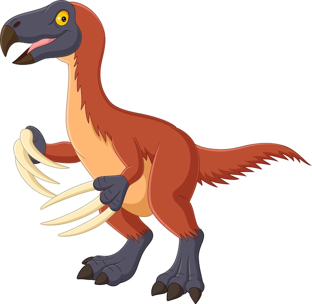 Cartoon therizinosaurus on white background