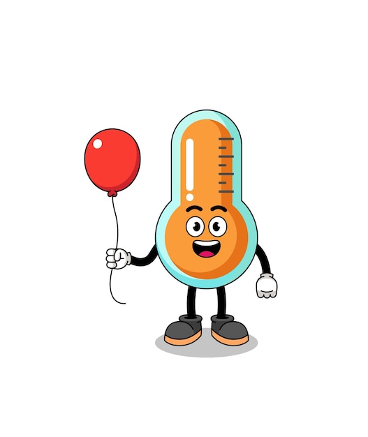 Cartoon of thermometer holding a balloon