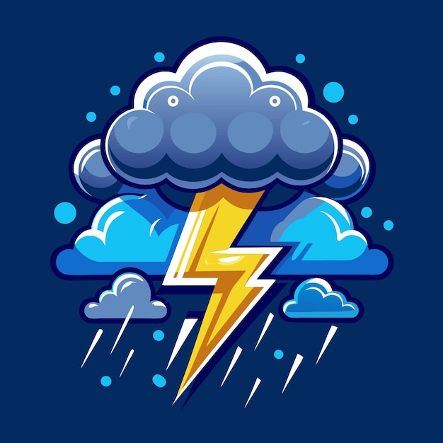 Vector cartoon thunderstorm with lightning