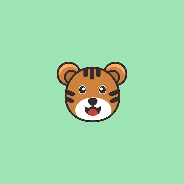 A cartoon tiger face on a green background