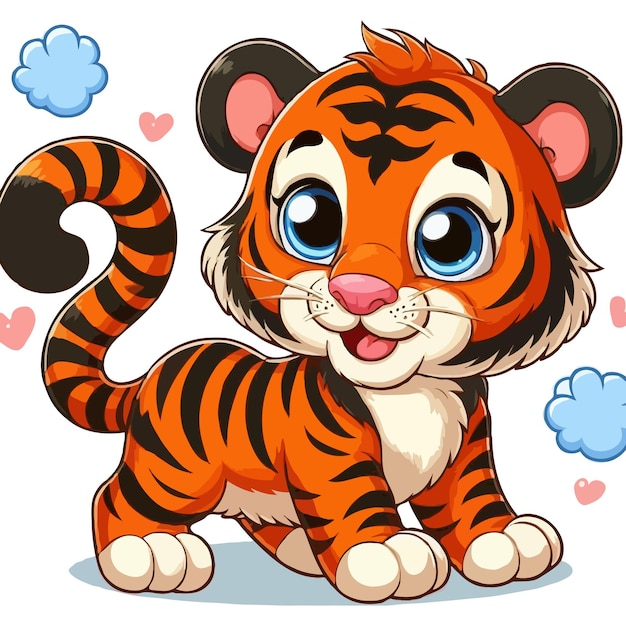 Cartoon tiger isolated on white background Pro Vector