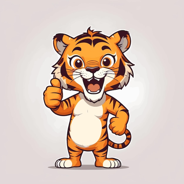 Cartoon tiger mascot giving thumb up