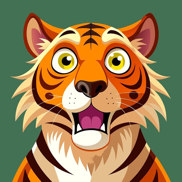 Vector a cartoon of a tiger with a green background