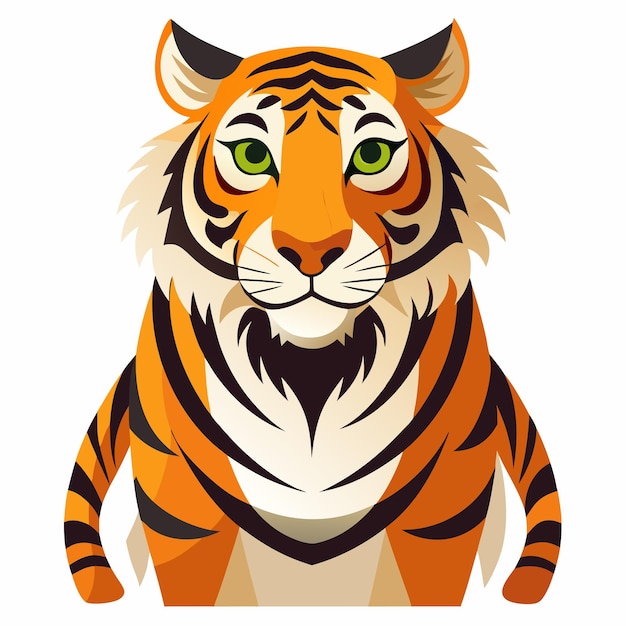 Cartoon Tiger with Orange and Black Stripes