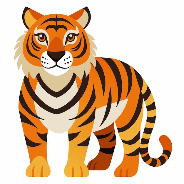 A Cartoon Tiger with Orange and Black Stripes