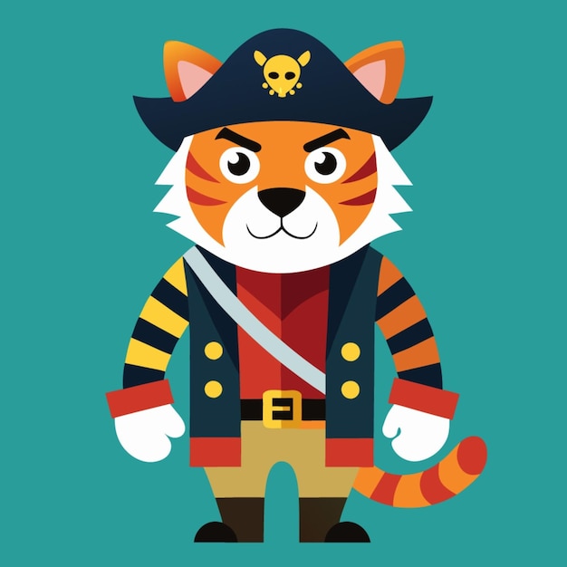 a cartoon of a tiger with a pirate hat and a pirate hat