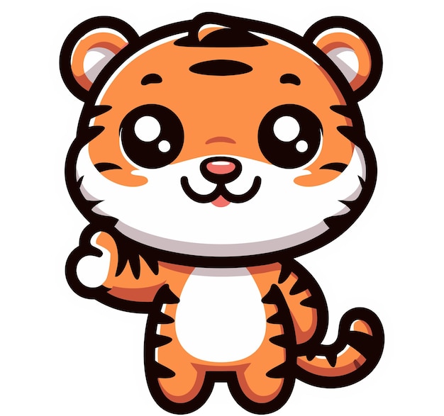 A cartoon of a tiger with a white background