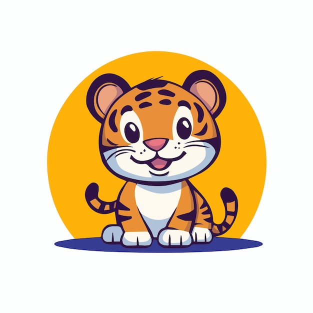 Vector a cartoon tiger with a yellow background