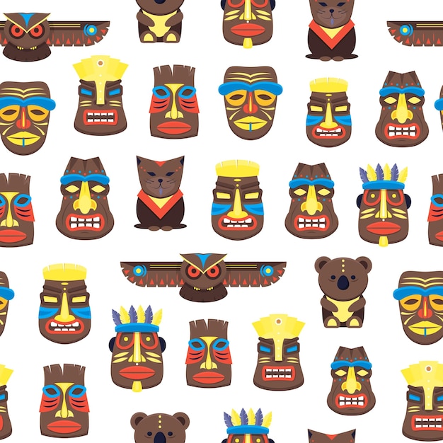 Cartoon Traditional Religious Totem Background Pattern Vector