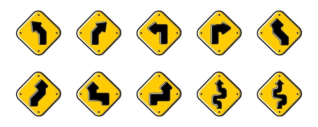 cartoon traffic sign icon collection